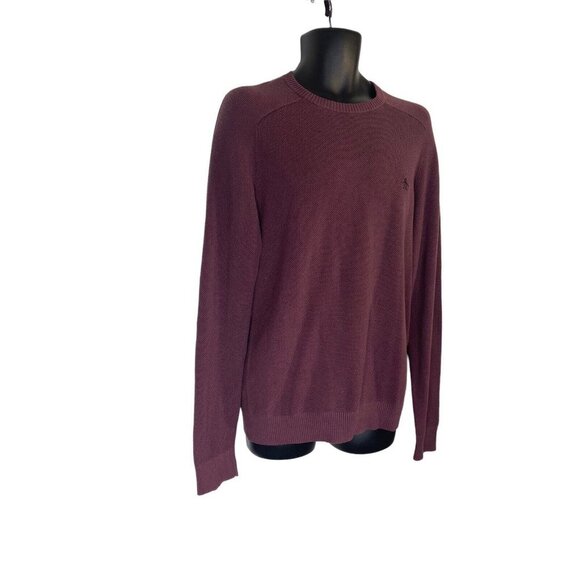 Original Penguin Men's Waffle Long Sleeve Tawny Port Crew Neck Sweater SZ L - Picture 2 of 5